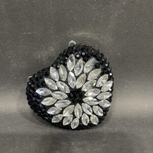 ABD0048 MINI HEART BLACK AND SILVER